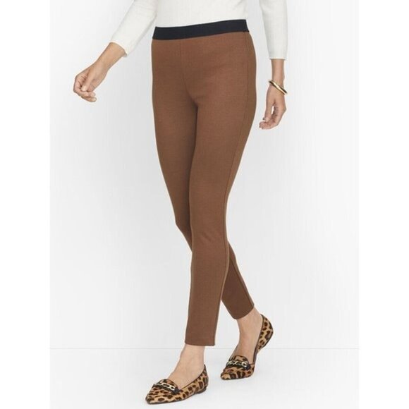 Talbots Pants - Talbots 6 Soho Legging Cognac Camel Brown Double Knit Twill Stretch NWT